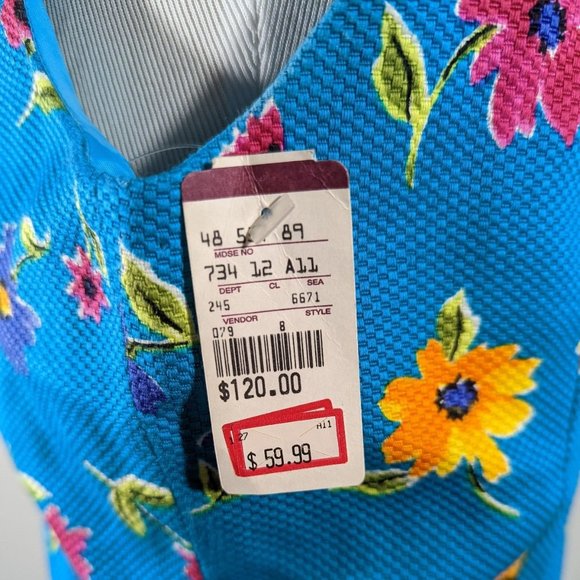 NEW‎ Kenar Floral Blue Sleeveless Dress Women's Size 4 - Picture 7 of 7